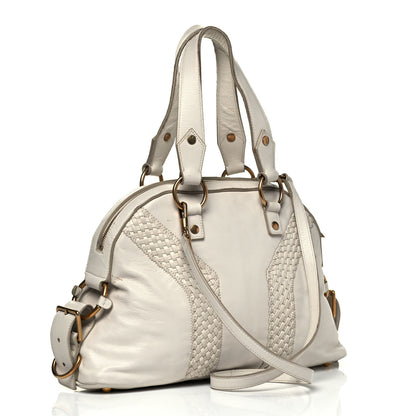 Saint Laurent Calfskin Woven Large Muse White 3 of 16