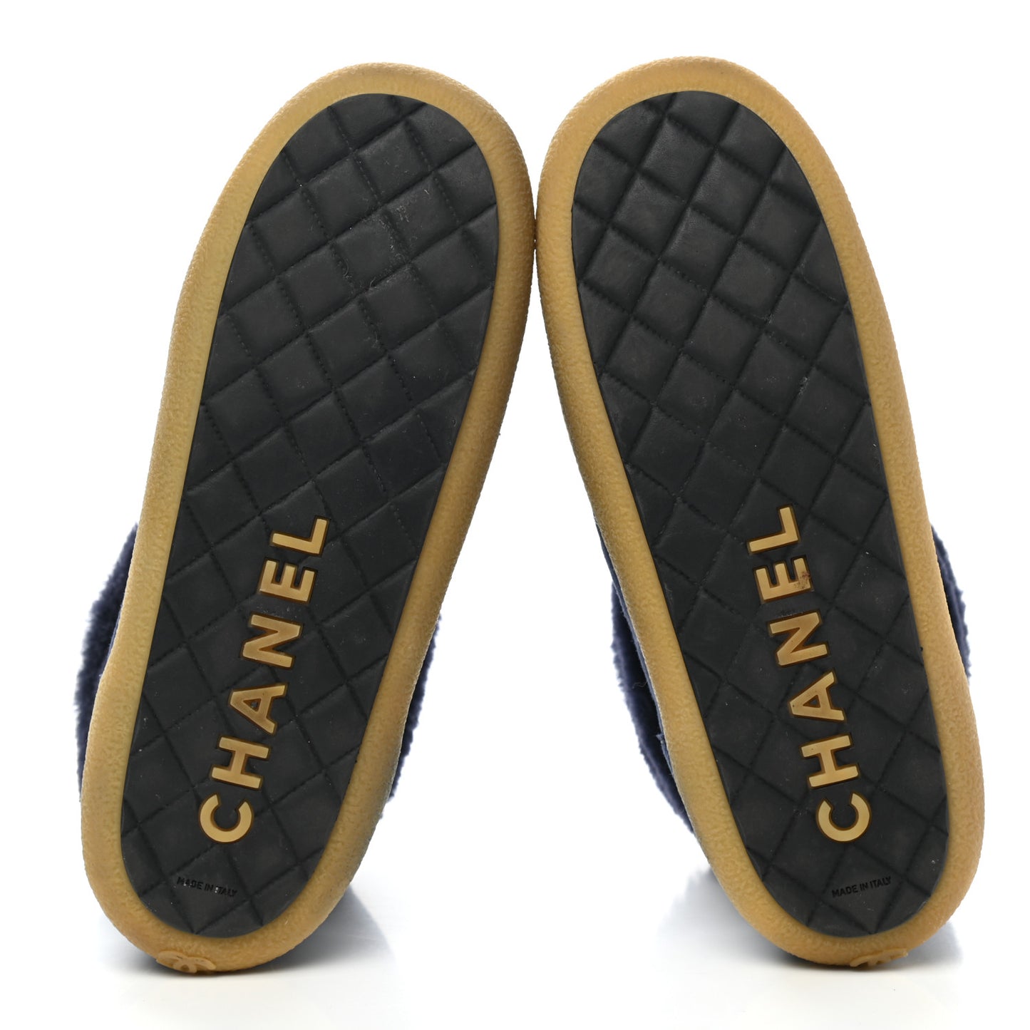Suede Shearling Chain Link Short Boots 39.5 Navy