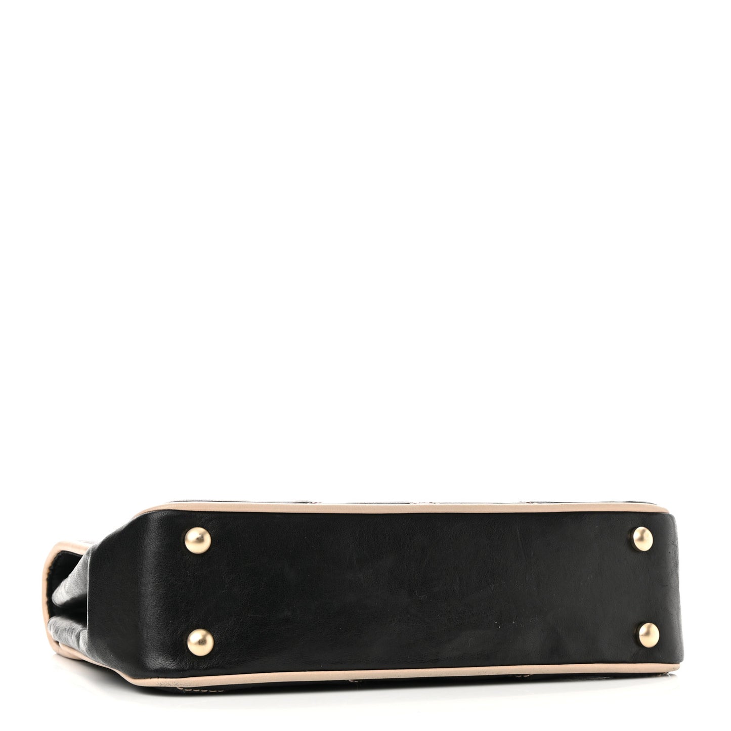 Lambskin Quilted Single Flap Bag Black Beige