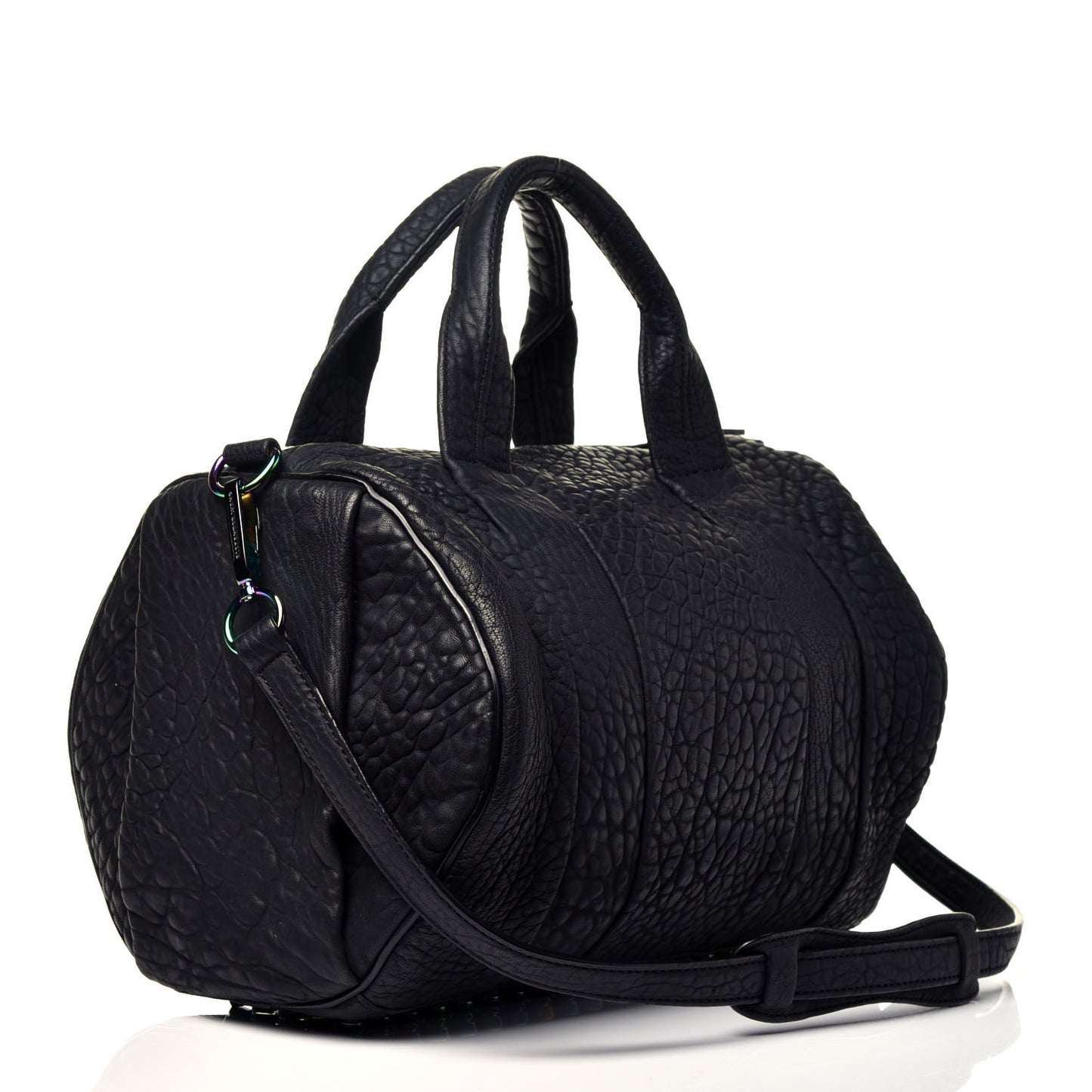 Pebbled Lambskin Rocco Matte Black Iridescent Hardware