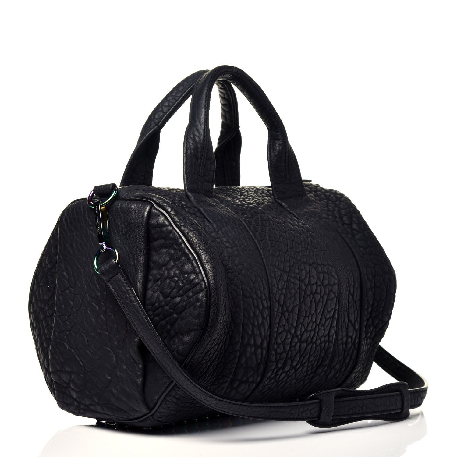Alexander Wang Pebbled Lambskin Rocco Matte Black Iridescent Hardware 4 of 8