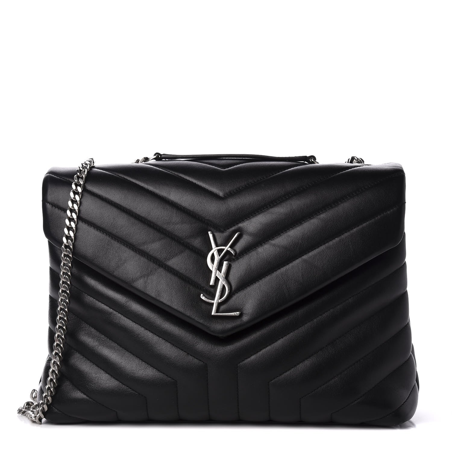 Saint Laurent Calfskin Y Quilted Monogram Medium Loulou Chain Satchel Black 1 of 11