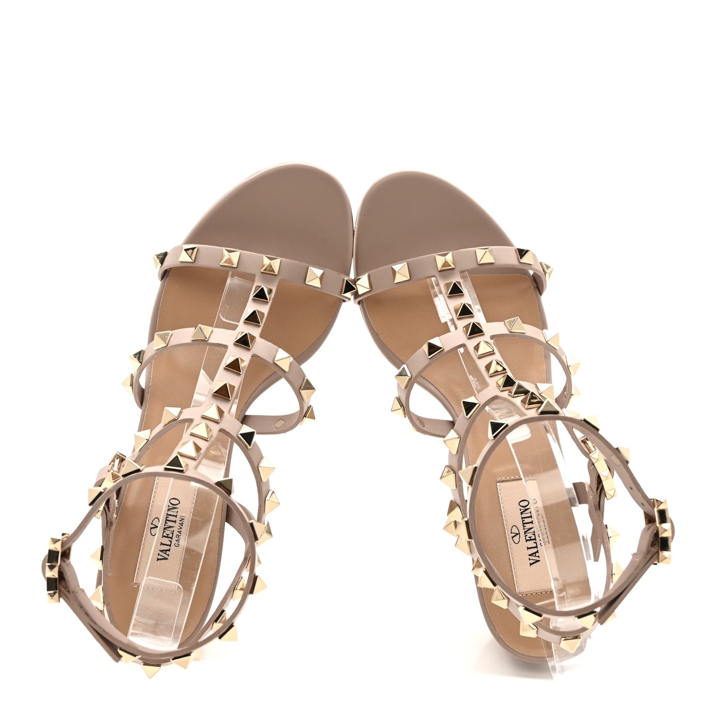 Calfskin Rockstud 60mm City Sandals 36.5 Poudre