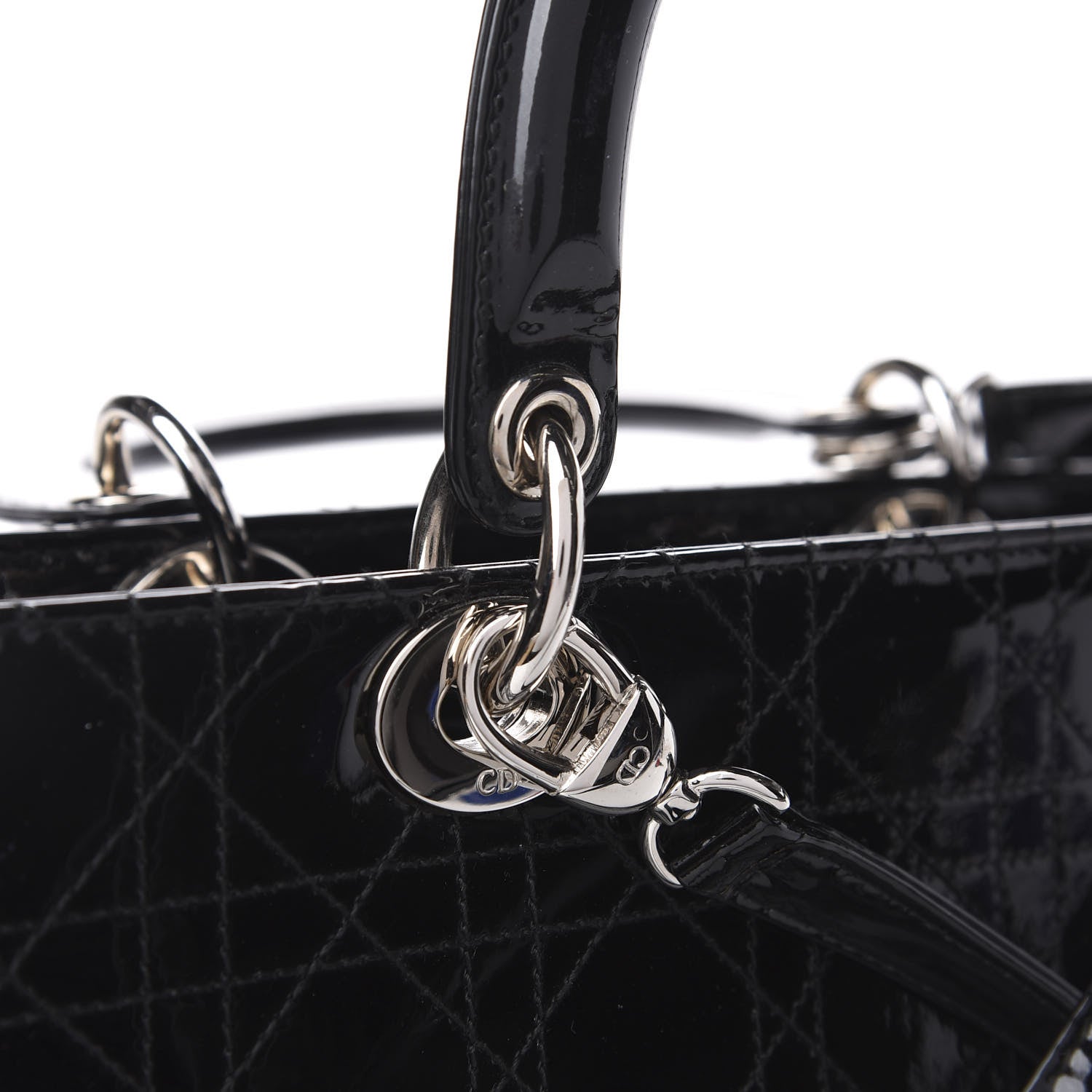 Christian Dior Patent Cannage Stitched Large Lady Dior Black 14 of 15