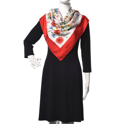 Gucci Silk Monogram Flora Fluo Square Scarf Red 2 of 9