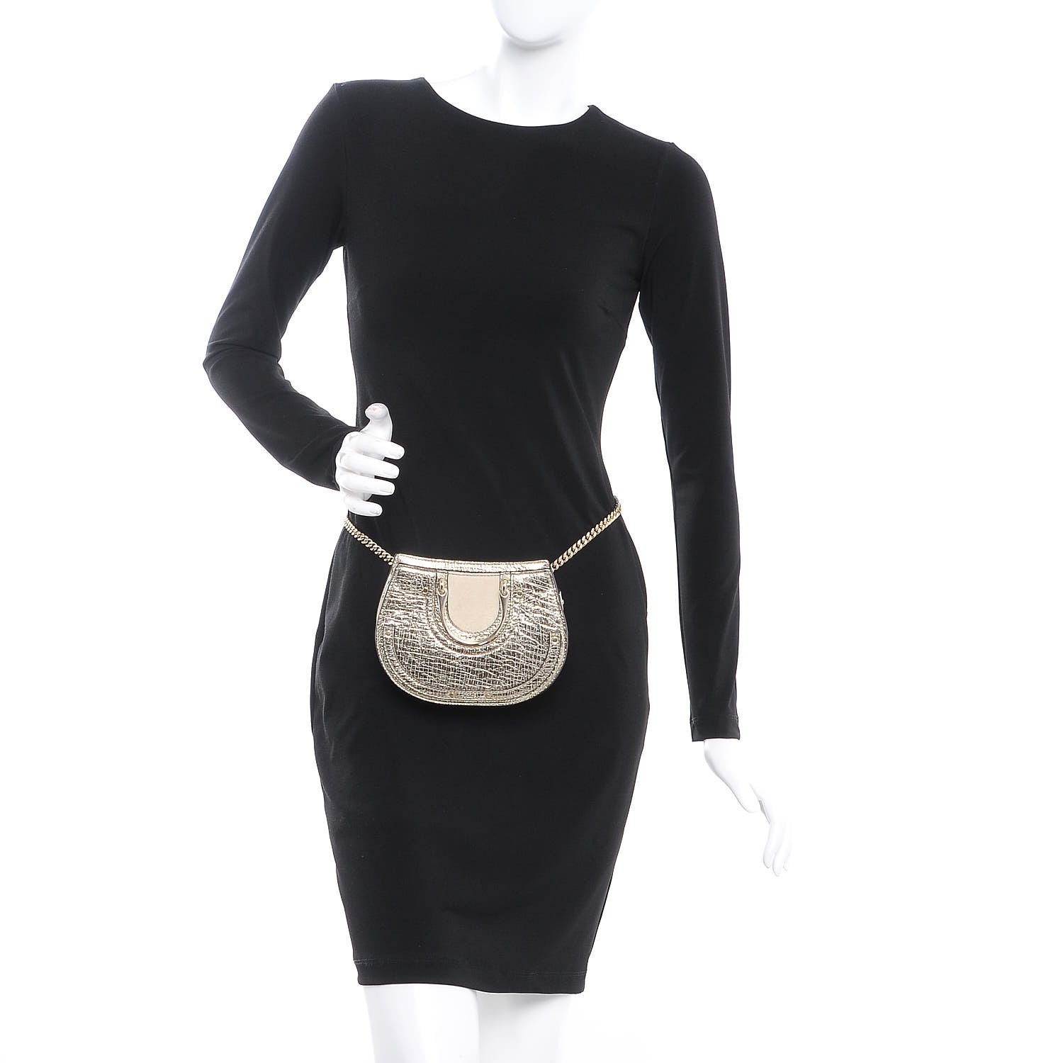 Chloe Metallic Calfskin Lambskin Suede Mini Pixie Signature Belt Bag Gold 2 of 9