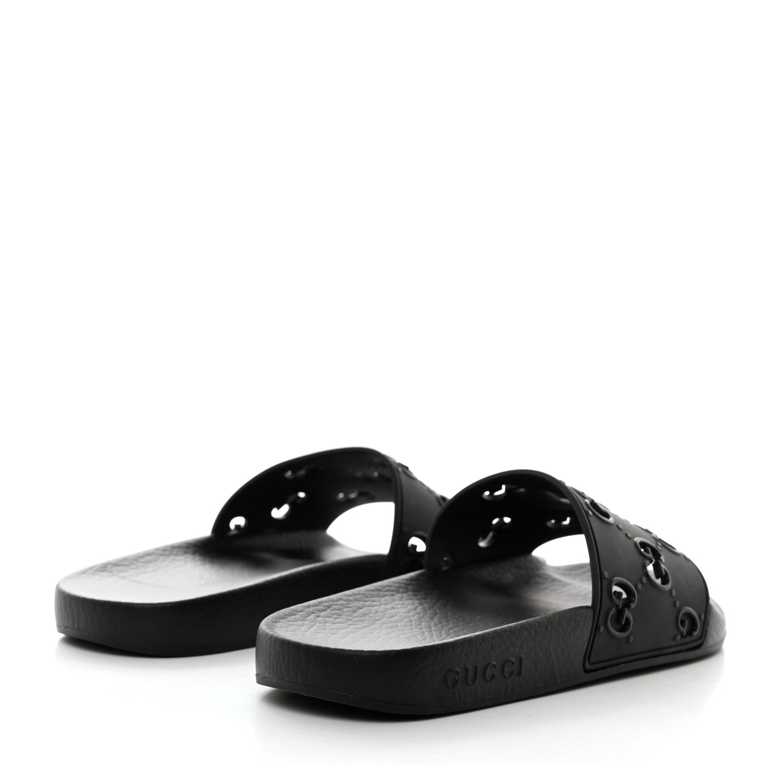 Gucci Rubber GG Monogram Perforated Womens Slide Sandals Black 4 of 9