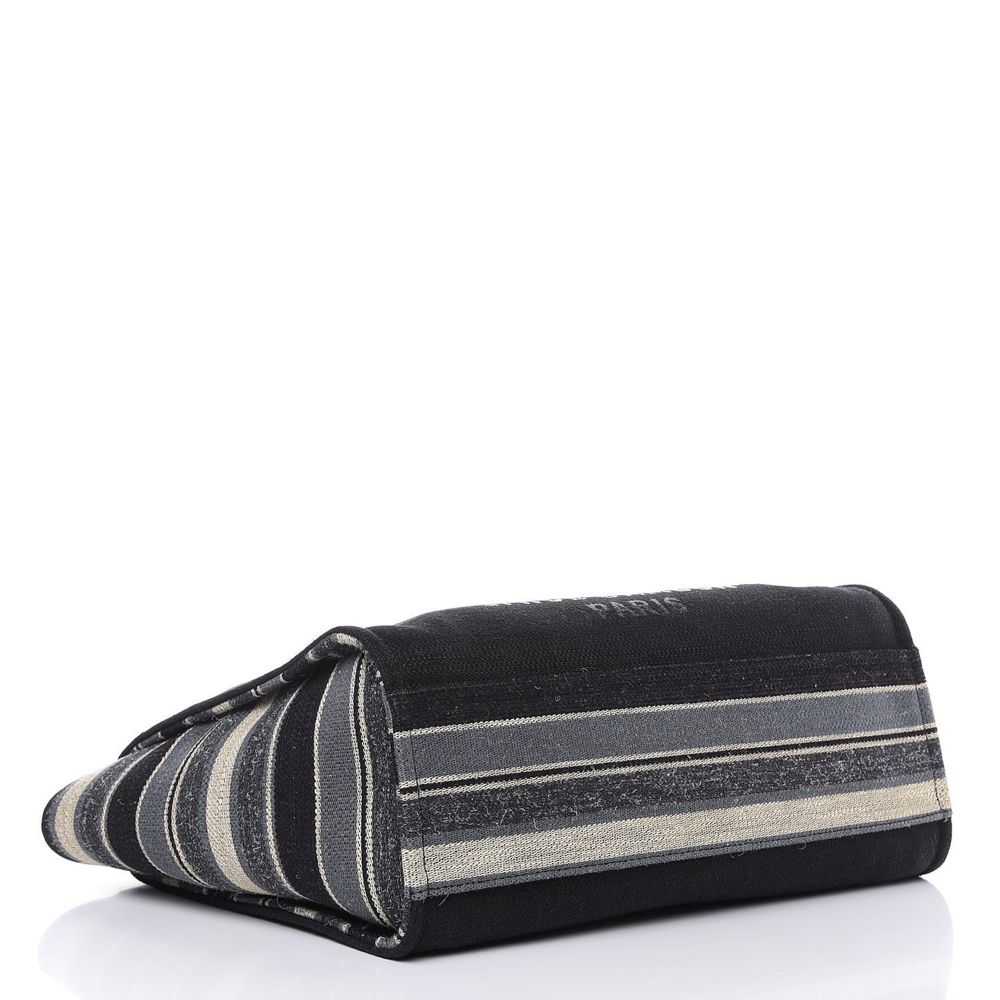 Striped Canvas Large Deauville Tote Black