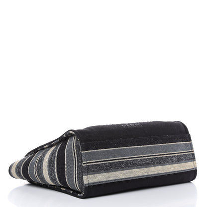 Chanel Striped Canvas Large Deauville Tote Black 4 of 11