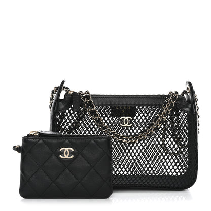 Chanel Mesh Shiny Lambskin Clutch With Chain Black 3 of 11