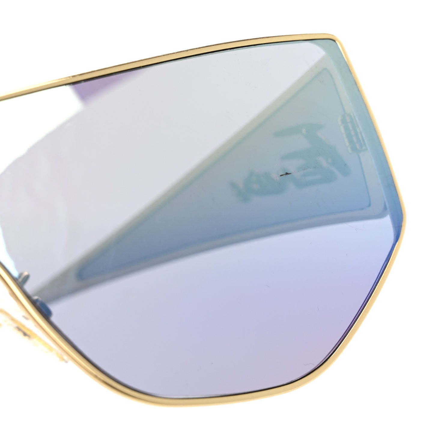 Metal Disco Geometric Sunglasses FE 40051/U Gold Blue Mirror
