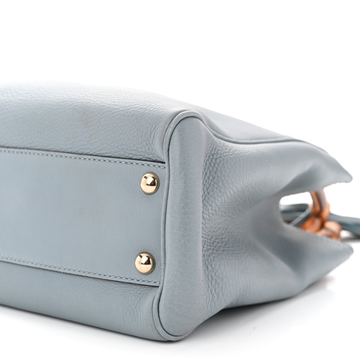 Calfskin Small Bamboo Shopper Tote Light Blue