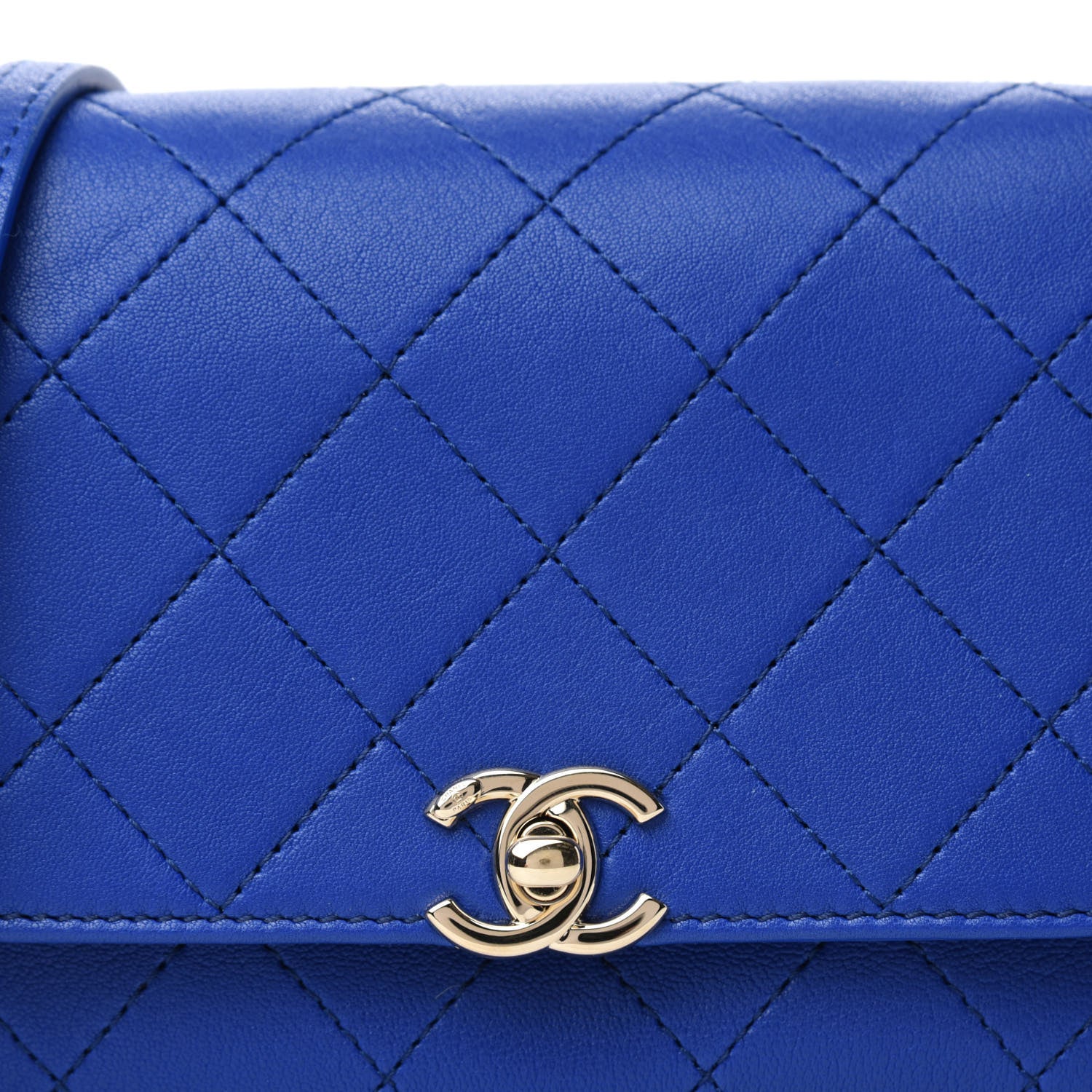 Chanel Goatskin Stitched Casual Trip Single Flap Royal Blue 10 of 11