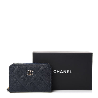 Chanel Caviar Quilted Zip Coin Purse Navy 8 of 8