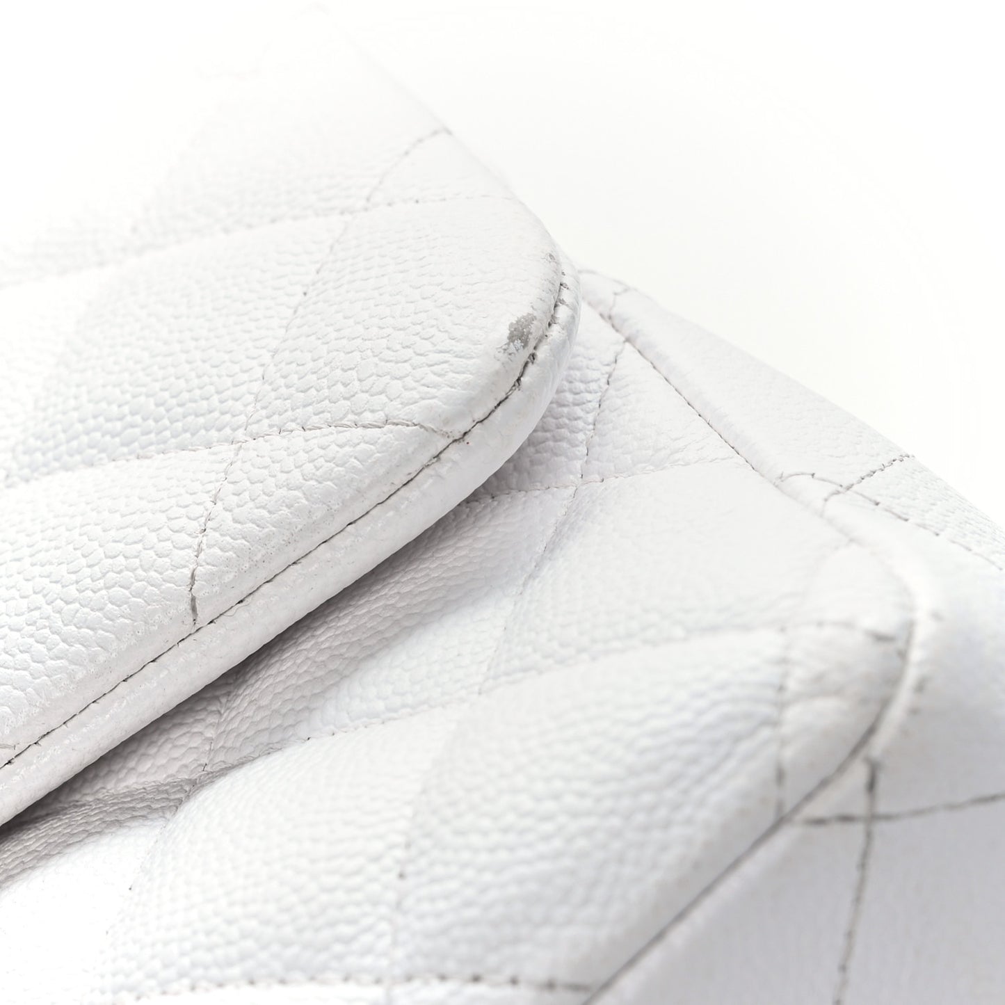 Caviar Quilted Jumbo Double Flap White