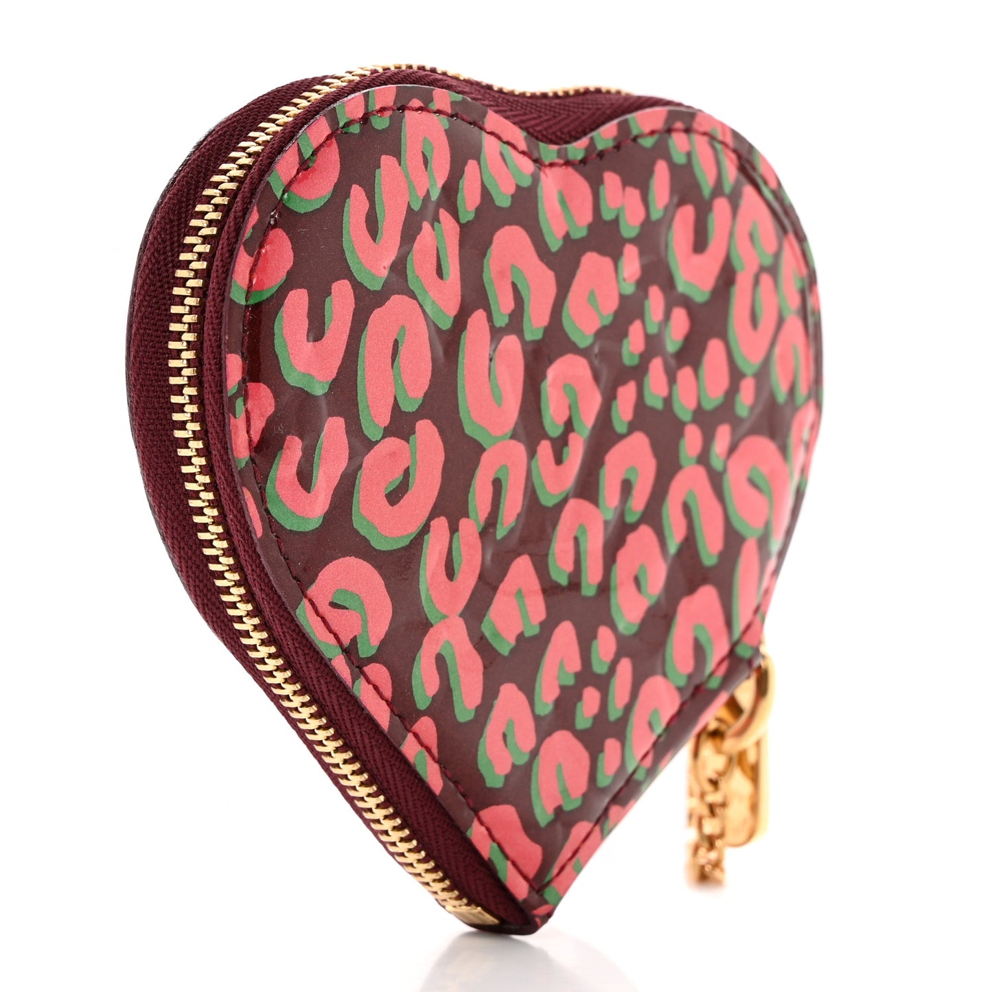 Vernis Leopard Coeur Heart Coin Purse Rouge Fauviste