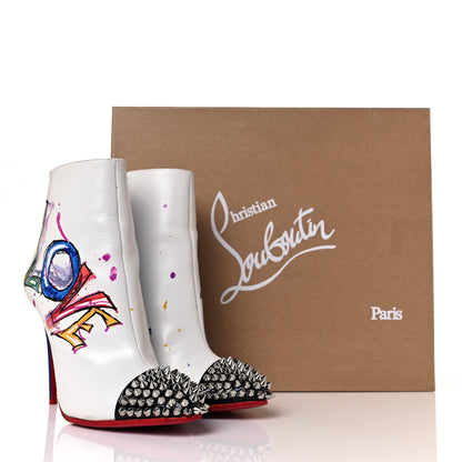 Christian Louboutin Calfskin Patent Love Is A Boot 100 Booties 36.5 White 9 of 9