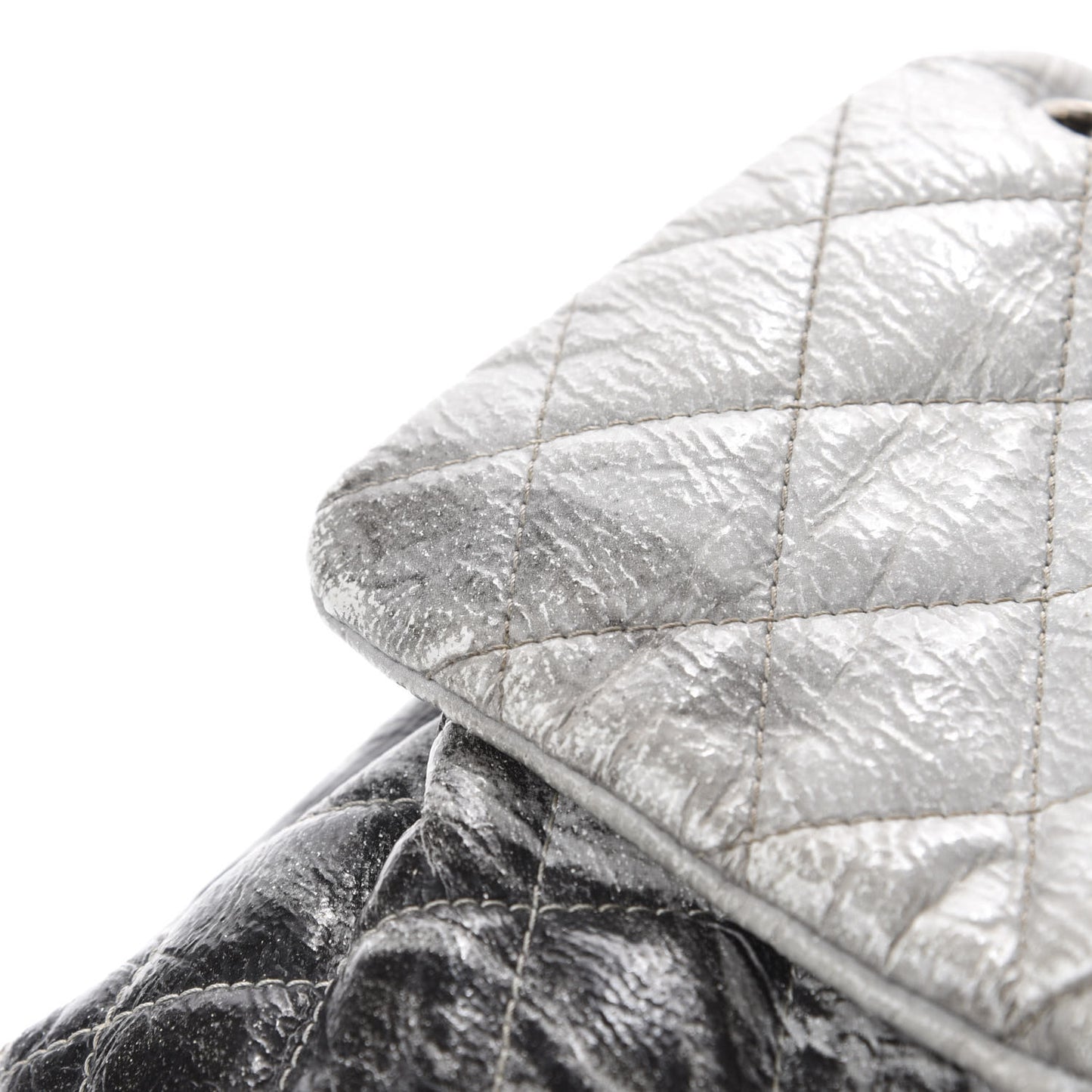 Vinyl Quilted Jumbo Melrose Degrade Flap Black