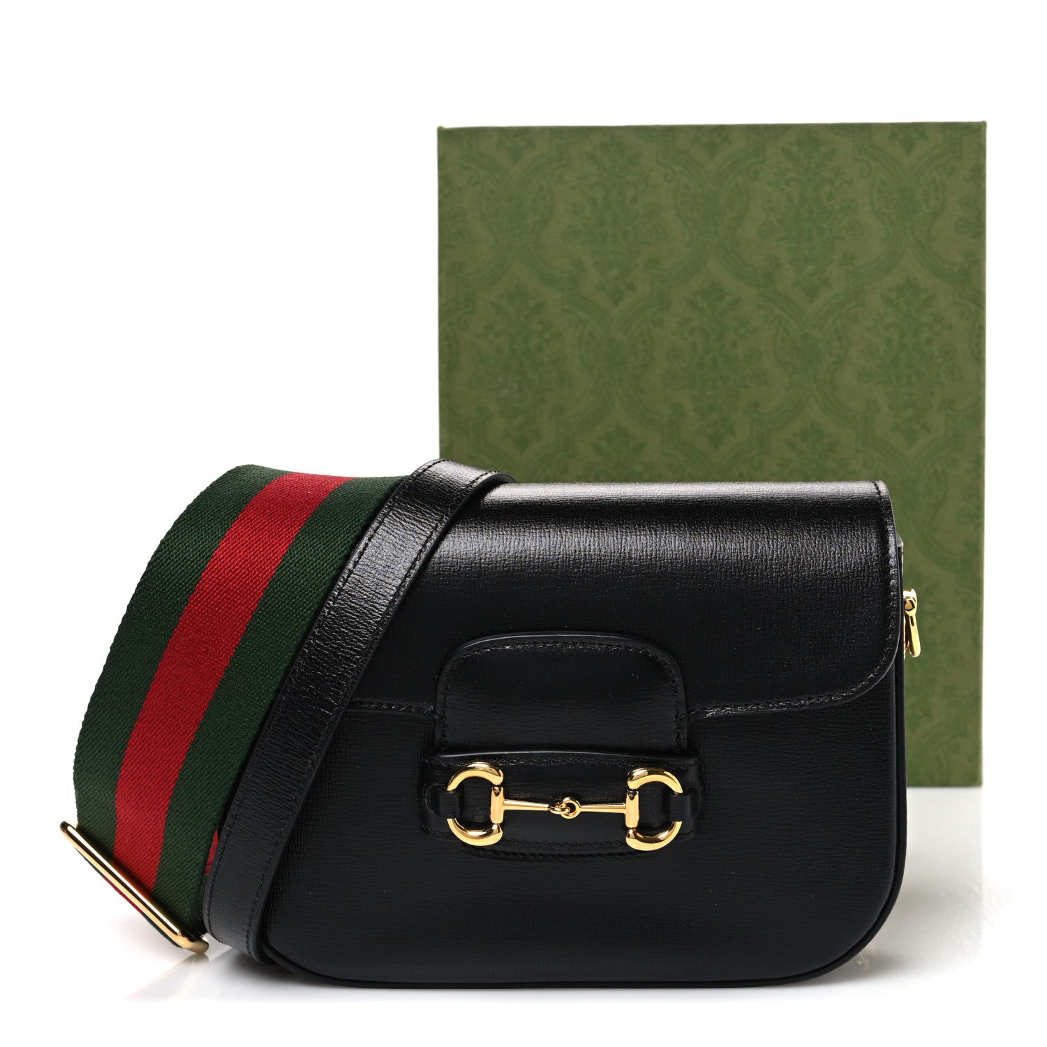 Gucci Azalea Calfskin Web Mini Horsebit 1955 Shoulder Bag Black