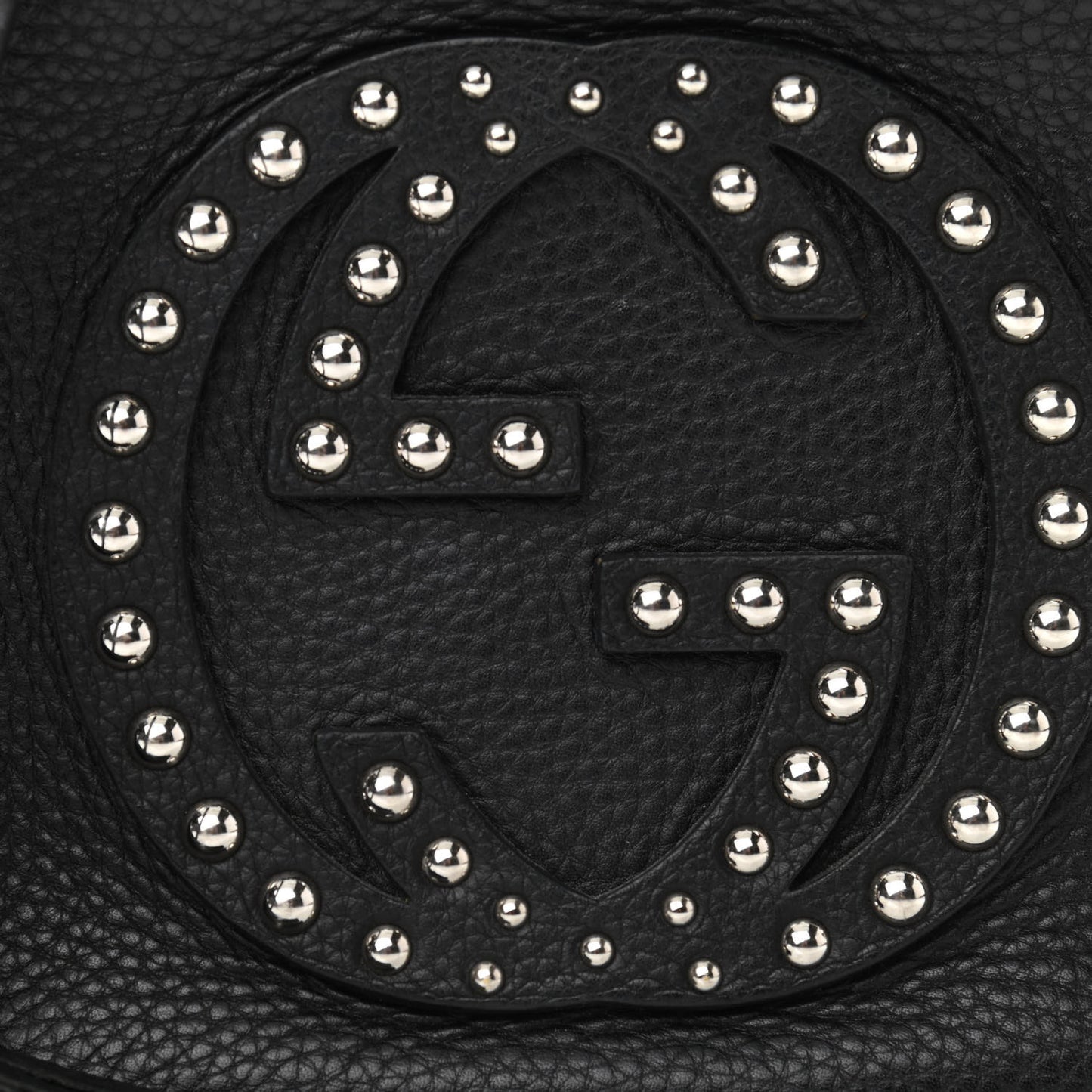 Pebbled Calfskin Studded Small Soho Disco Bag Black