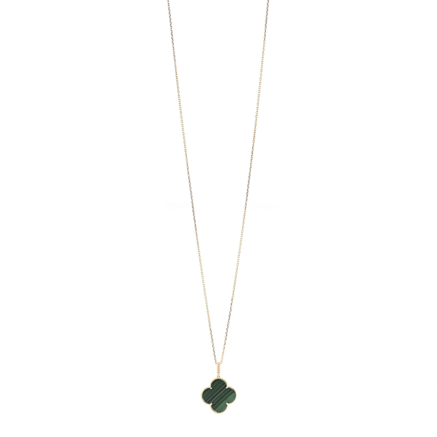 18K Yellow Gold Malachite Magic Alhambra Pendant Necklace