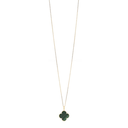 Van Cleef & Arpels 18K Yellow Gold Malachite Magic Alhambra Pendant Necklace 1 of 6