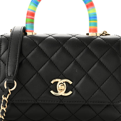 Chanel Goatskin Quilted Rainbow Extra Mini Coco Handle Flap Black 8 of 10