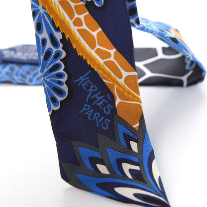 Hermes Silk The Three Graces Twilly Bleu Nuit Gold Black 3 of 4