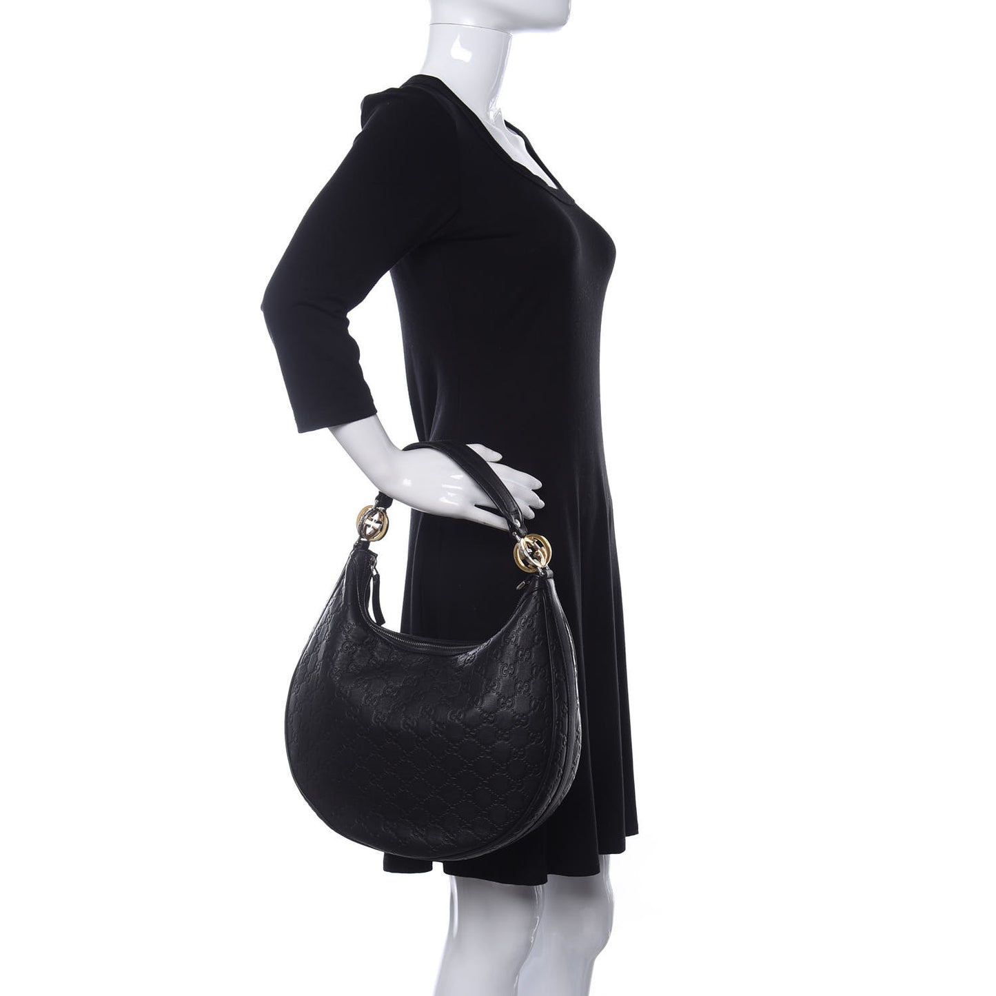 Guccissima Medium GG Twins Hobo Black
