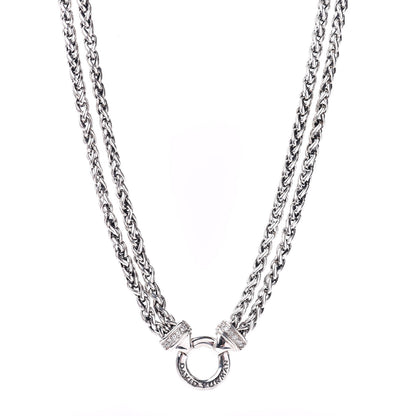 David Yurman Sterling Silver Diamond 18mm Double Wheat Chain Necklace 1 of 5