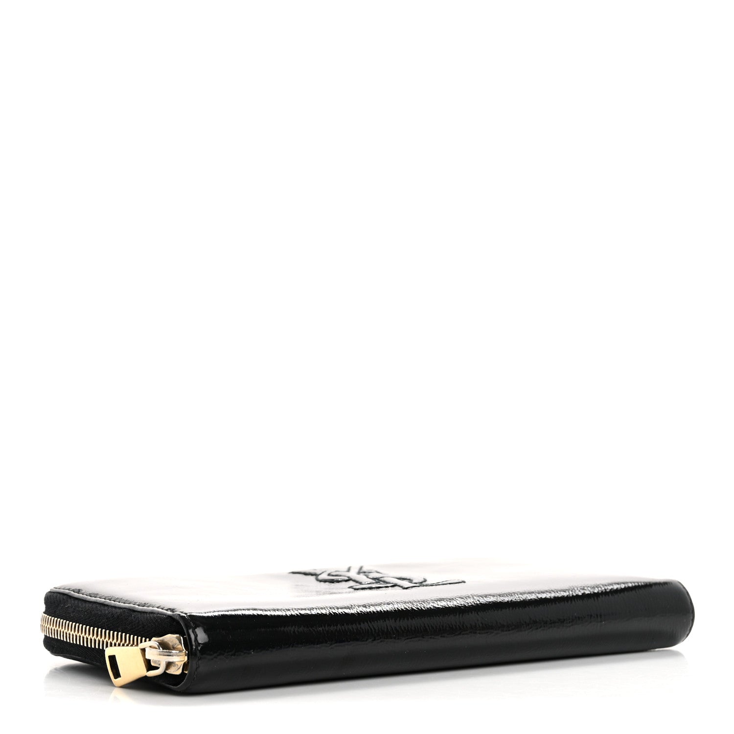 Saint Laurent Textured Patent Monogram Belle De Jour Zip Around Wallet Black 4 of 13