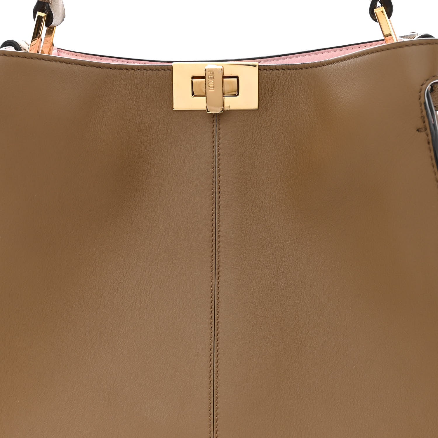 Fendi Vitello Seta Century Medium Peekaboo X-Lite Fango Mandorlo 8 of 10