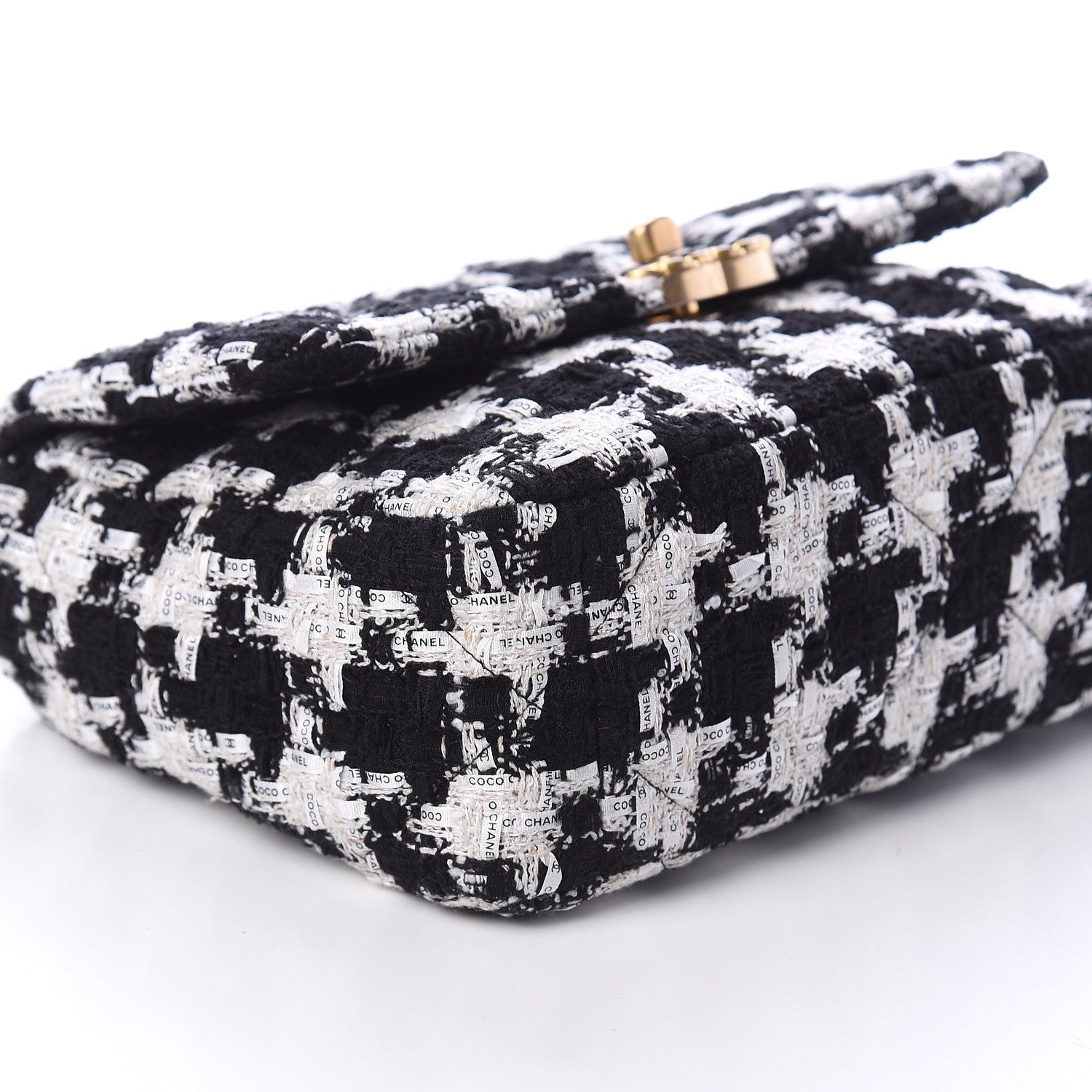 Chanel Tweed Quilted Medium 19 Flap Black Ecru White 8 of 9