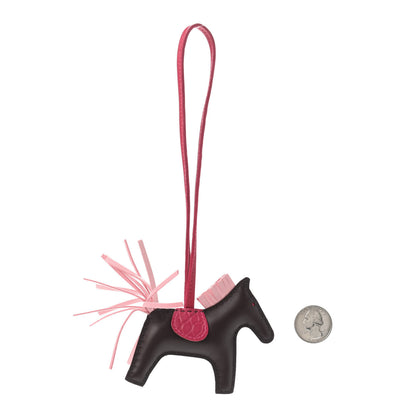 Hermes Milo Lambskin Matte Alligator Touch Grigri Rodeo Horse Bag Charm PM Rouge Sellier Framboise Rose Sakura 2 of 4