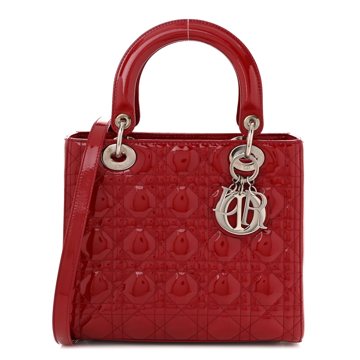 Christian Dior Patent Cannage Medium Lady Dior Red 1 of 11