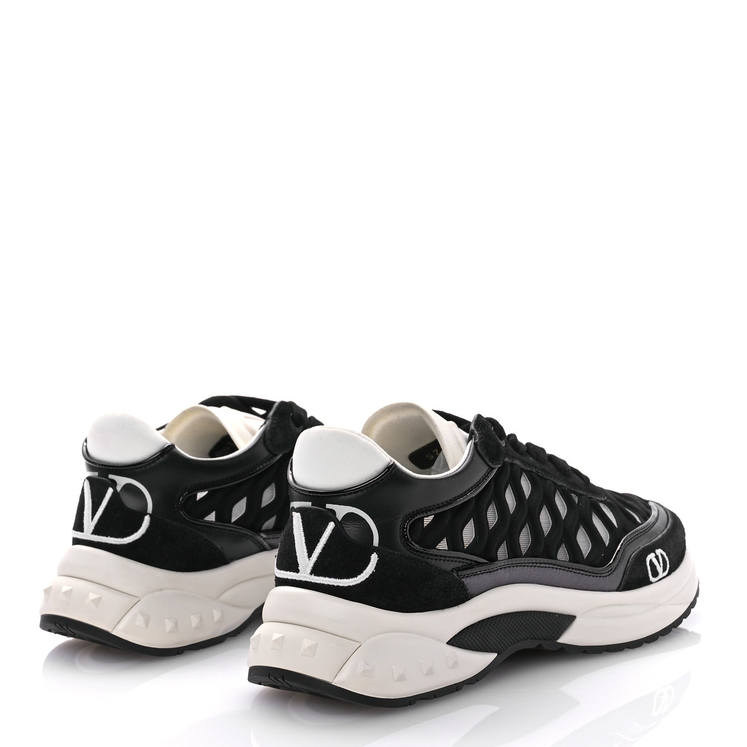 Valentino Garavani Suede Neoprene Mesh Womens Ready Go Runner Sneakers 35.5 Black 4 of 9