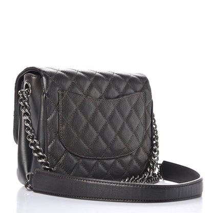Chanel Metallic Goatskin Quilted Small Rock In Rome Flap Charcoal 3 of 8