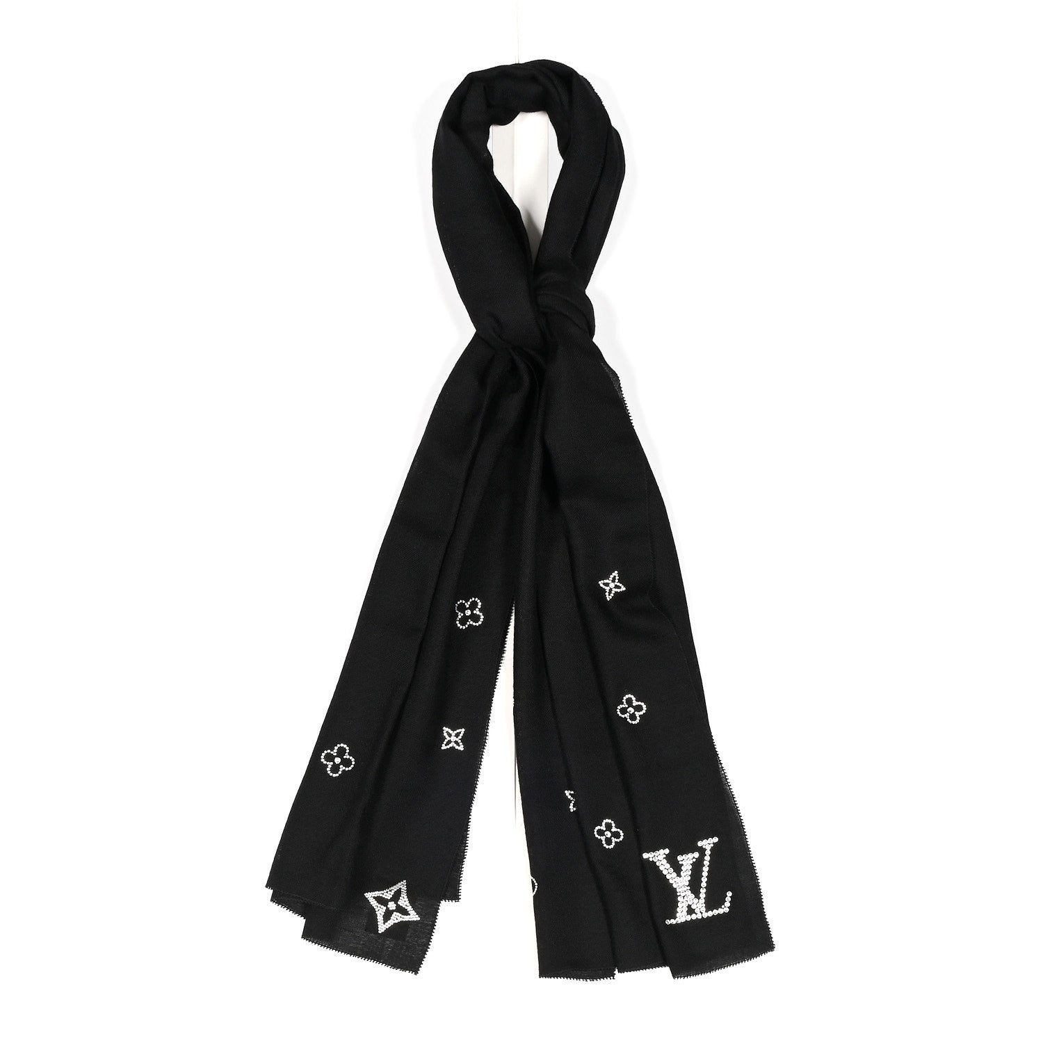 Louis Vuitton Cashmere Swarovski Crystal Monte Carlo Stole Black 1 of 4