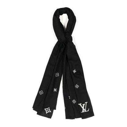 Louis Vuitton Cashmere Swarovski Crystal Monte Carlo Stole Black 1 of 4