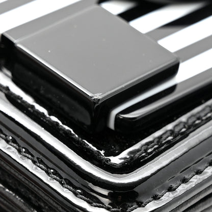Chanel Plexiglass Patent Mini Striped Boy Brick Flap Black White 11 of 13