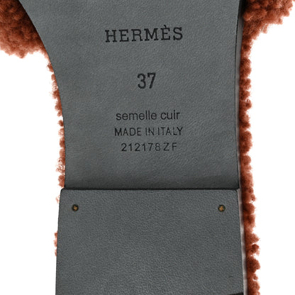 Hermes Woolskin Oran Sandals 37 Cognac 8 of 9