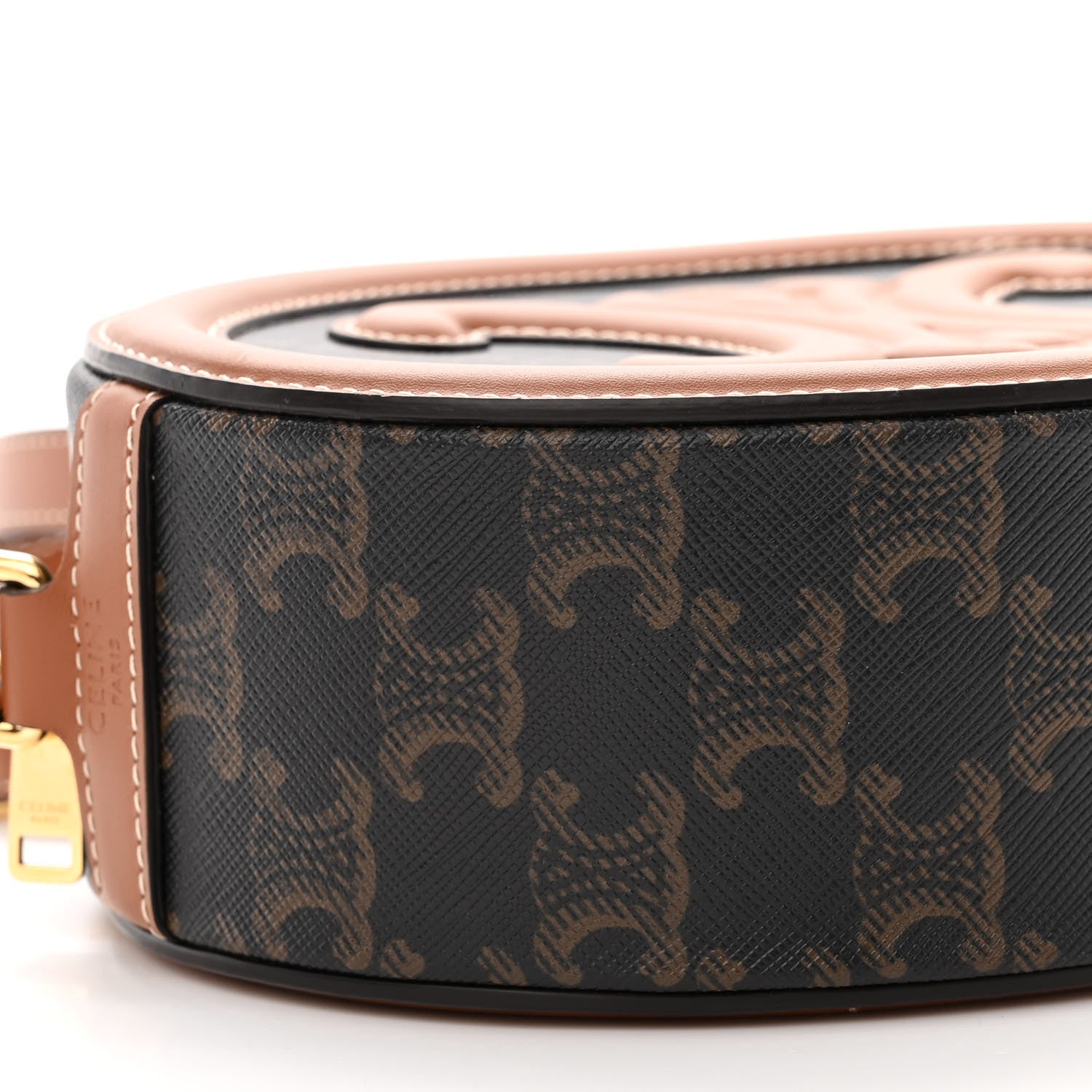 Celine Canvas Calfskin Cuir Triomphe Oval Purse Crossbody Tan 9 of 10