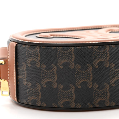 Celine Canvas Calfskin Cuir Triomphe Oval Purse Crossbody Tan 9 of 10