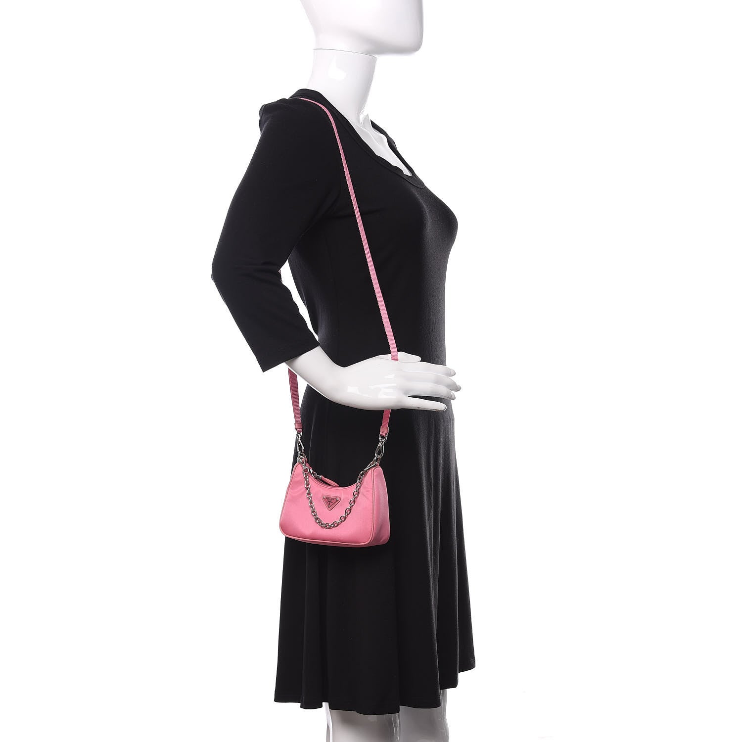 Prada Tessuto Nylon Saffiano Mini Re-Edition 2000 Shoulder Bag Begonia 2 of 10