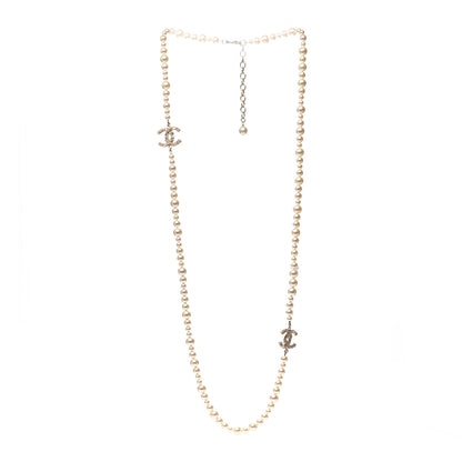 Chanel Pearl Crystal CC Camellia Short Necklace Gold 3 of 6