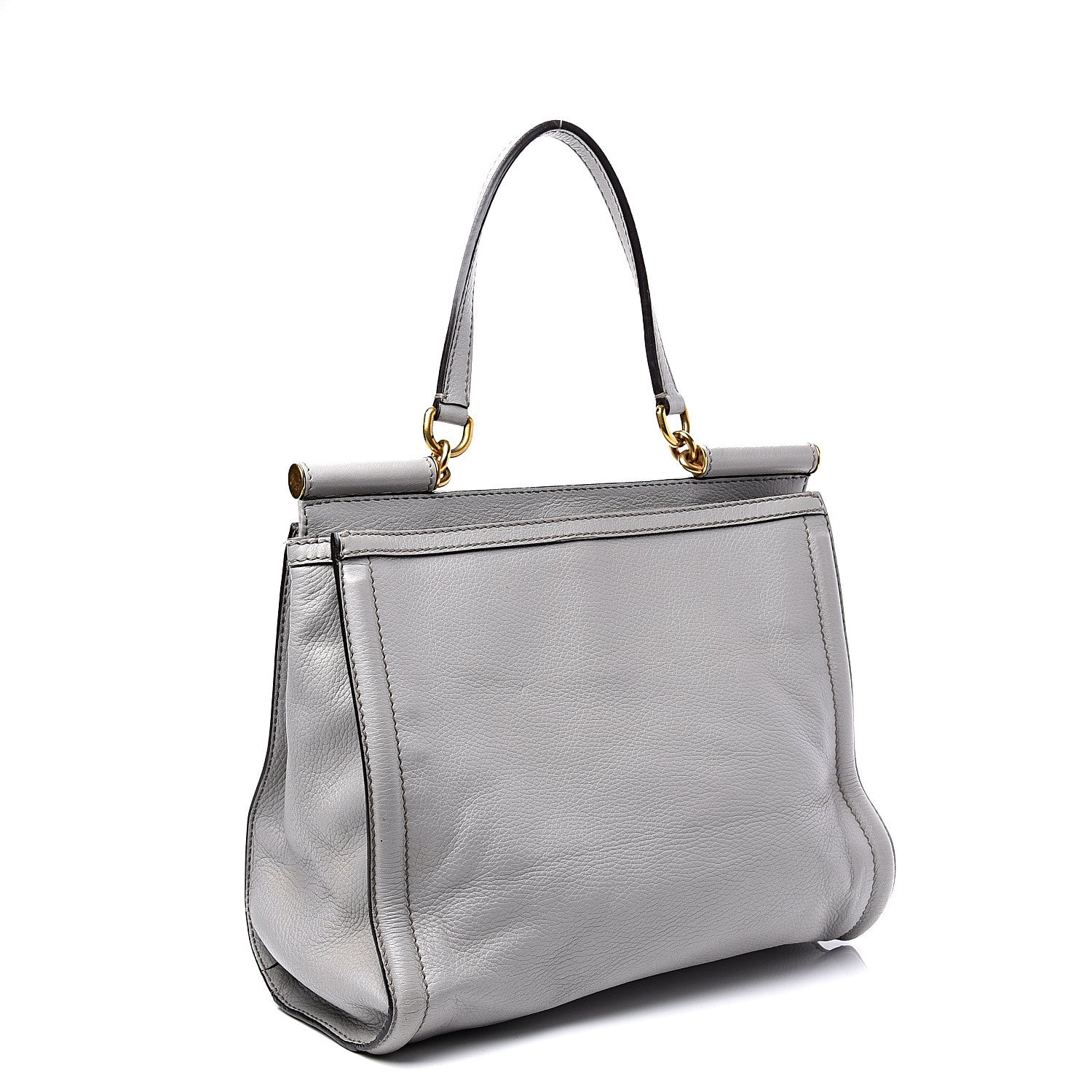Dolce & Gabbana Calfskin Miss Sicily Shopper Tote Grey 2 of 9