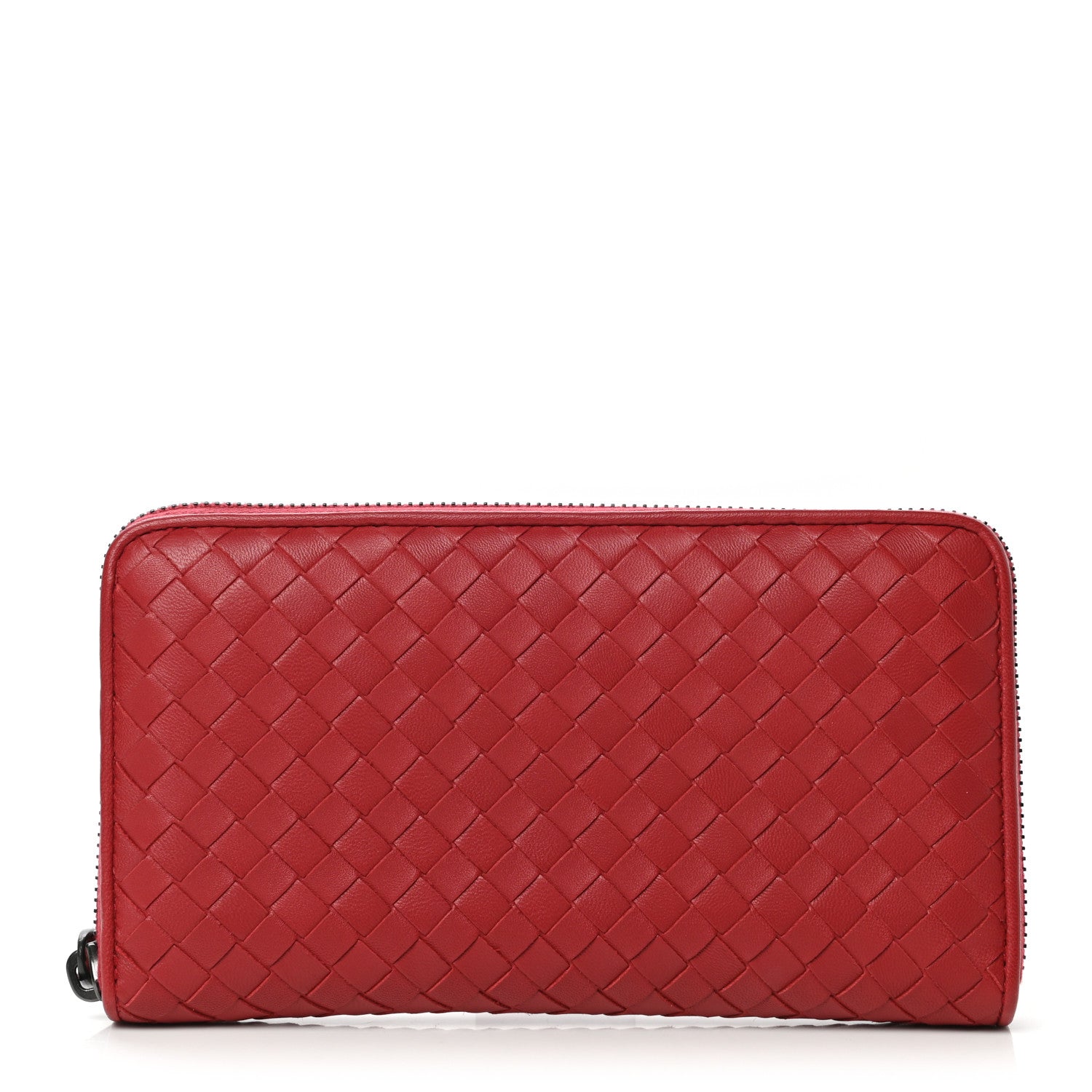 Bottega Veneta Intrecciato Zip Around Wallet Red 1 of 9