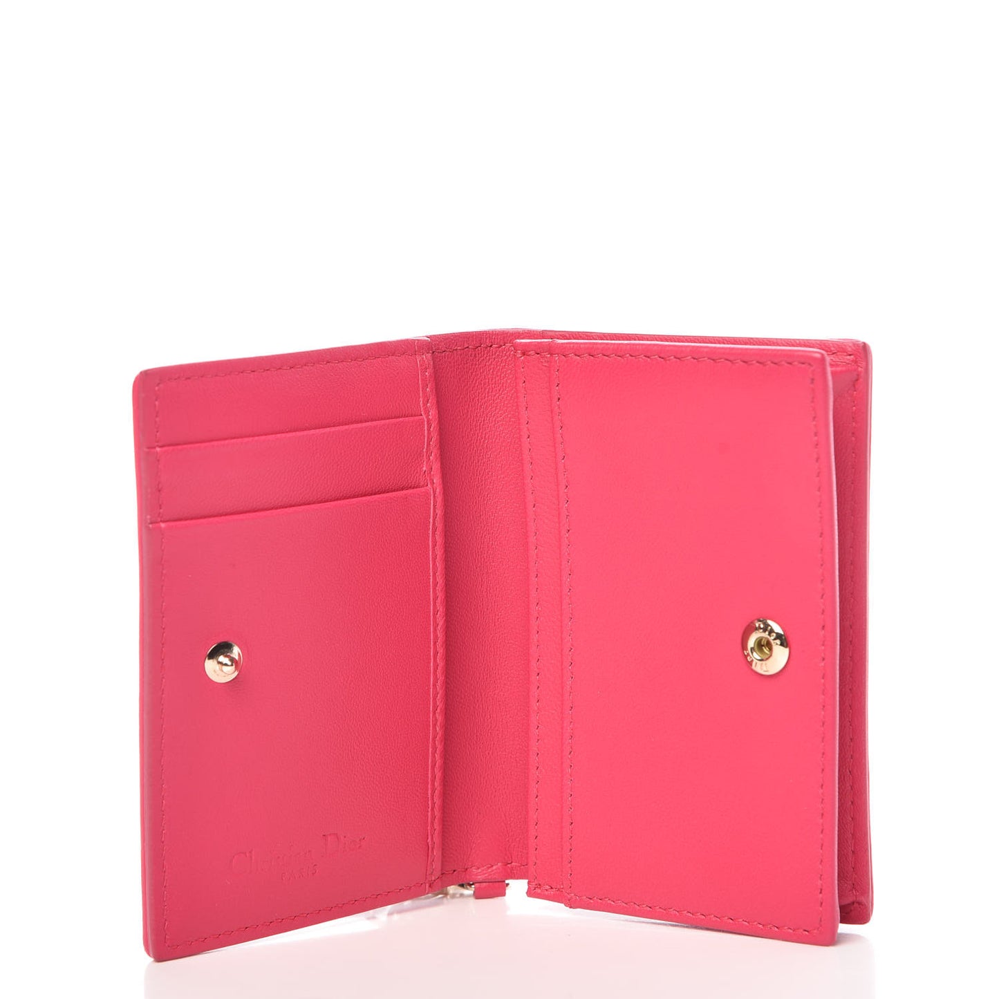 Lambskin Cannage Small Lady Dior Flap Card Holder Pink