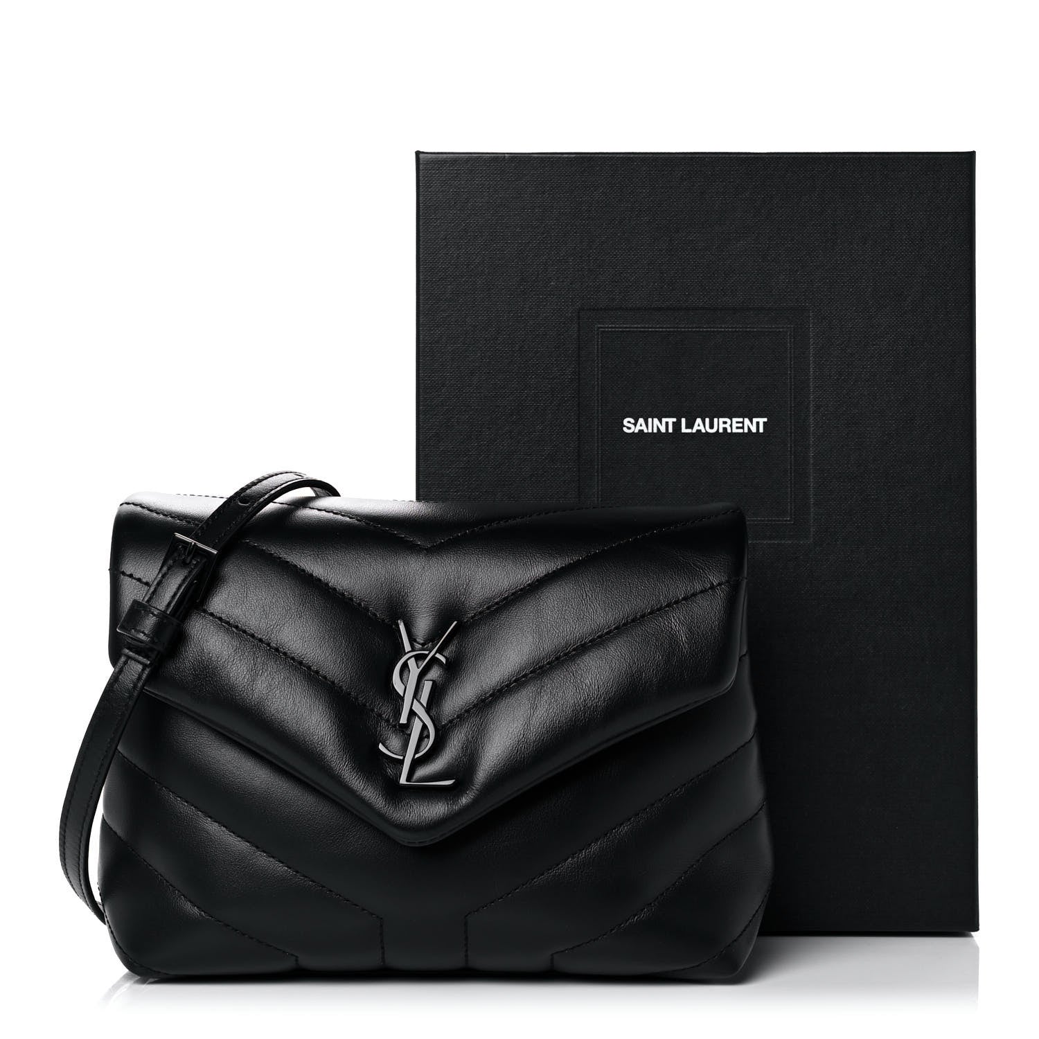 Saint Laurent Calfskin Y Quilted Monogram Toy Loulou Crossbody Bag Black 12 of 12