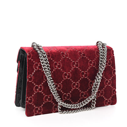 Gucci Velvet Skipper GG Monogram Small Dionysus Shoulder Bag Red Cipria Black 2 of 9